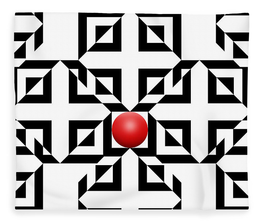 Abstract Fleece Blanket featuring the digital art Red Ball 5a by Mike McGlothlen