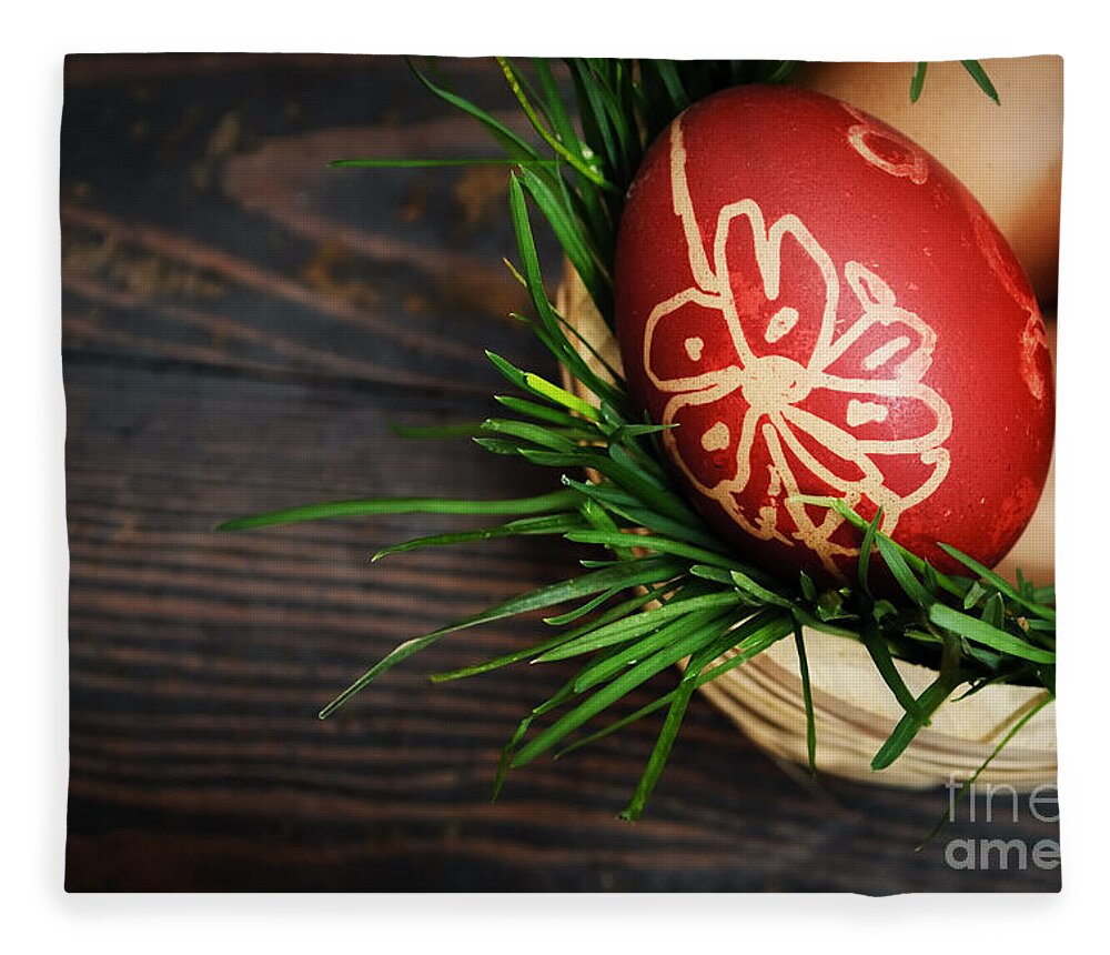 Easter Fleece Blanket featuring the photograph Red easter eggs by Jelena Jovanovic