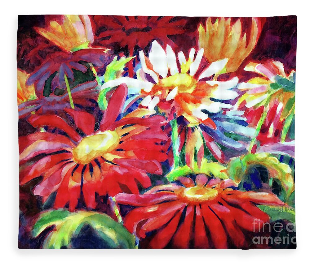 Paintings Fleece Blanket featuring the painting Red Floral Mishmash by Kathy Braud