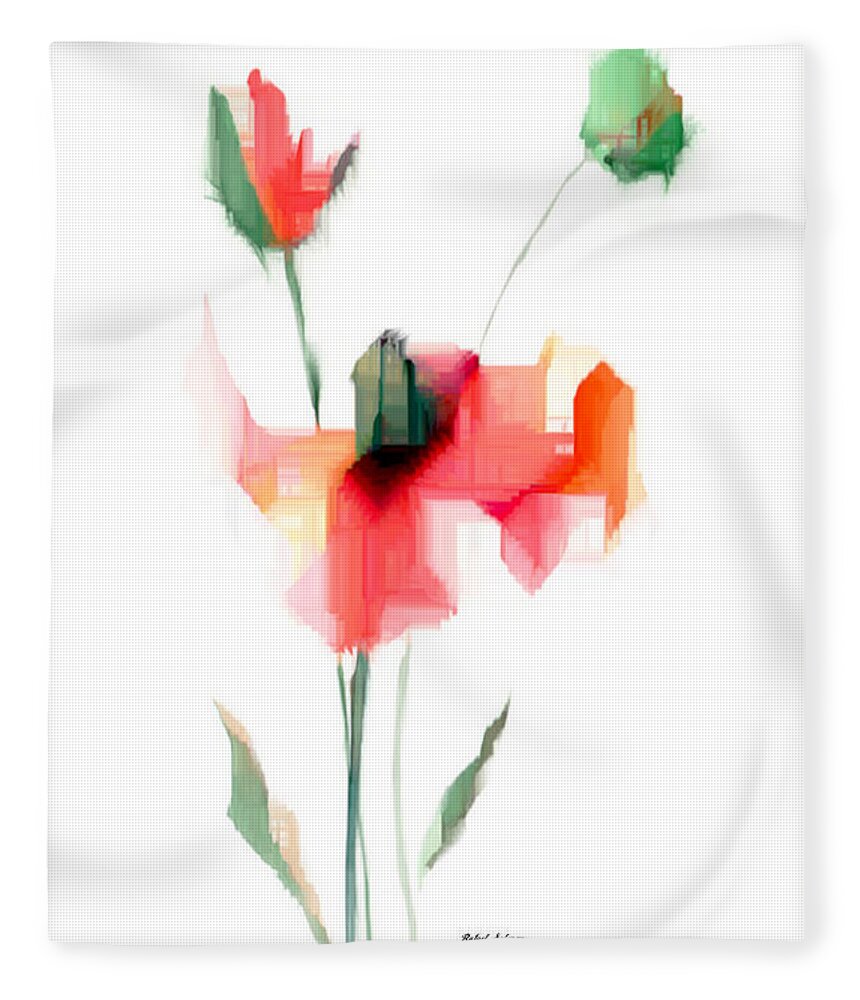 Passion Fleece Blanket featuring the digital art Red Flowers by Rafael Salazar