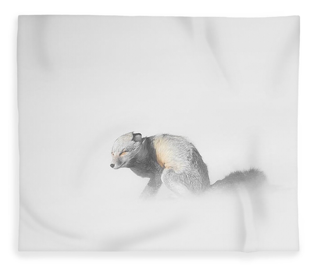Yellowstone Fleece Blanket featuring the photograph Red Fox in Winter Storm by Bill Cubitt