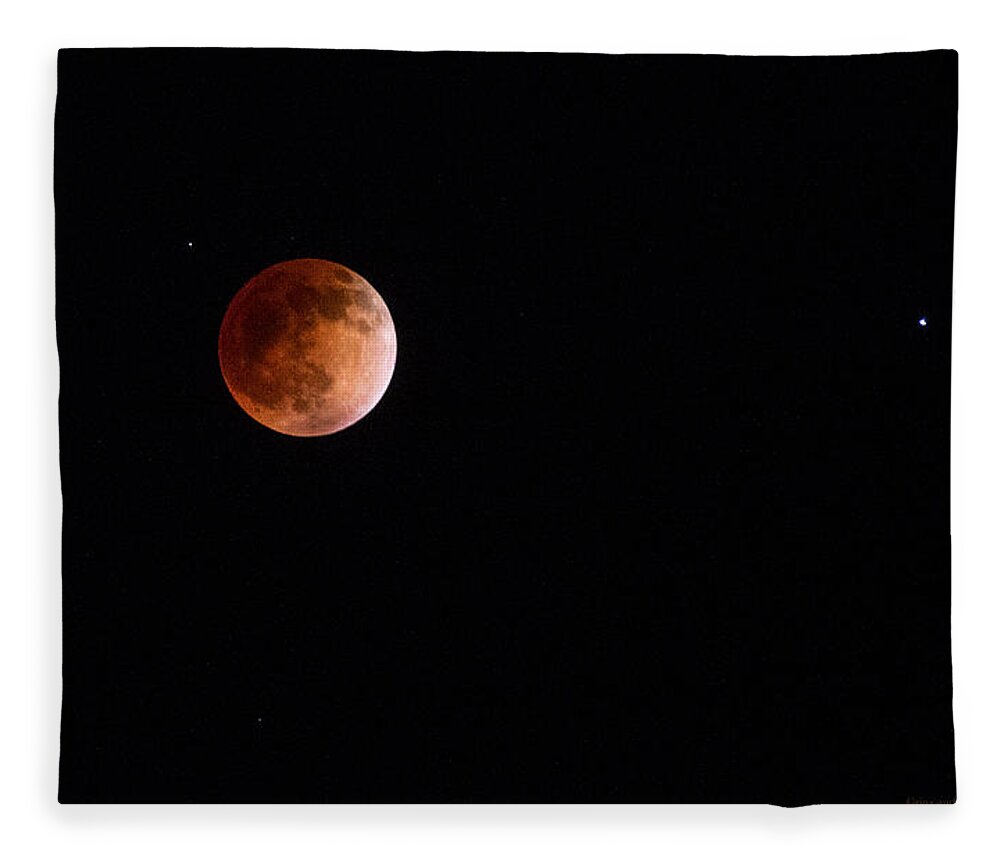 Red Moon Fleece Blanket featuring the photograph Red Moon and Spica By Denise Dube by Denise Dube
