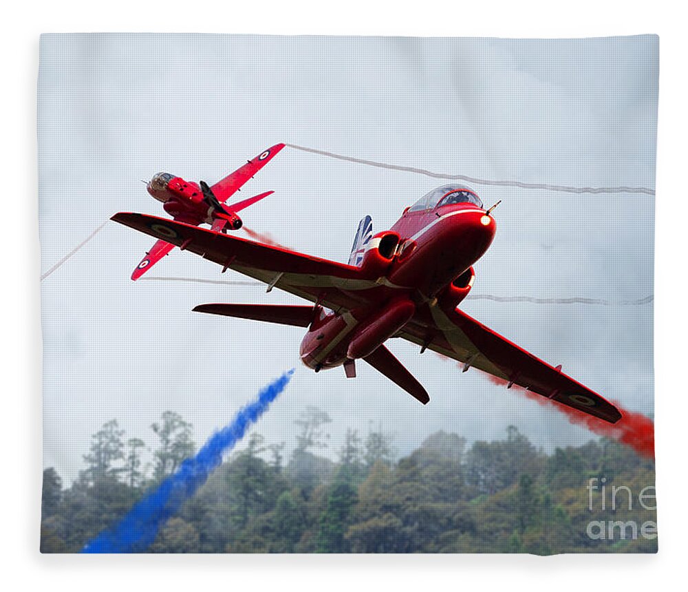 The Red Arrows Fleece Blanket featuring the digital art Red Pair by Airpower Art