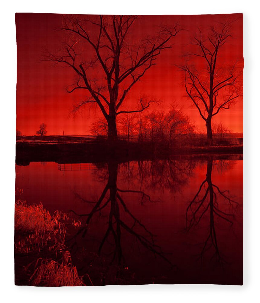 Lake Fleece Blanket featuring the photograph Red Reflections by Miguel Winterpacht