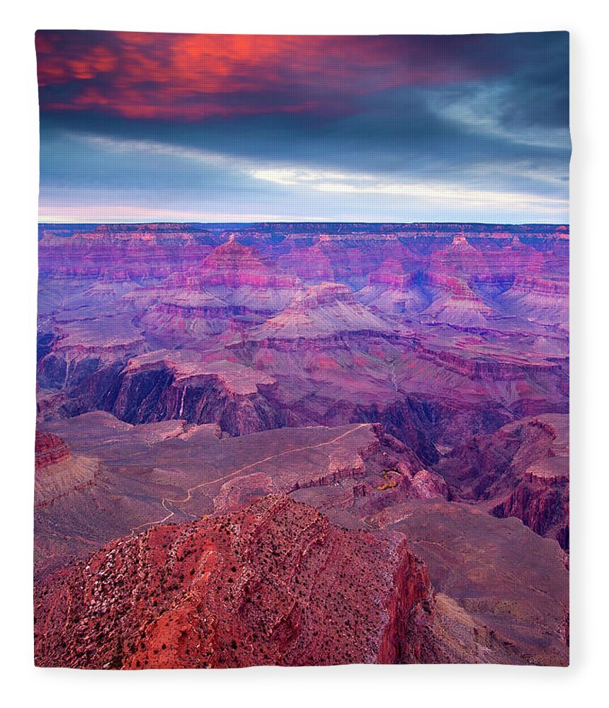 Grand Canyon Fleece Blanket featuring the photograph Red Rock Dusk by Michael Dawson