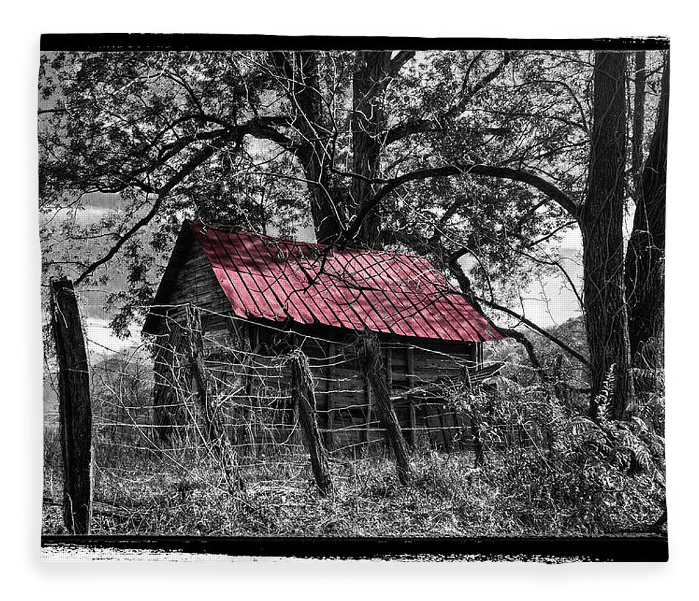 Andrews Fleece Blanket featuring the photograph Red Roof by Debra and Dave Vanderlaan