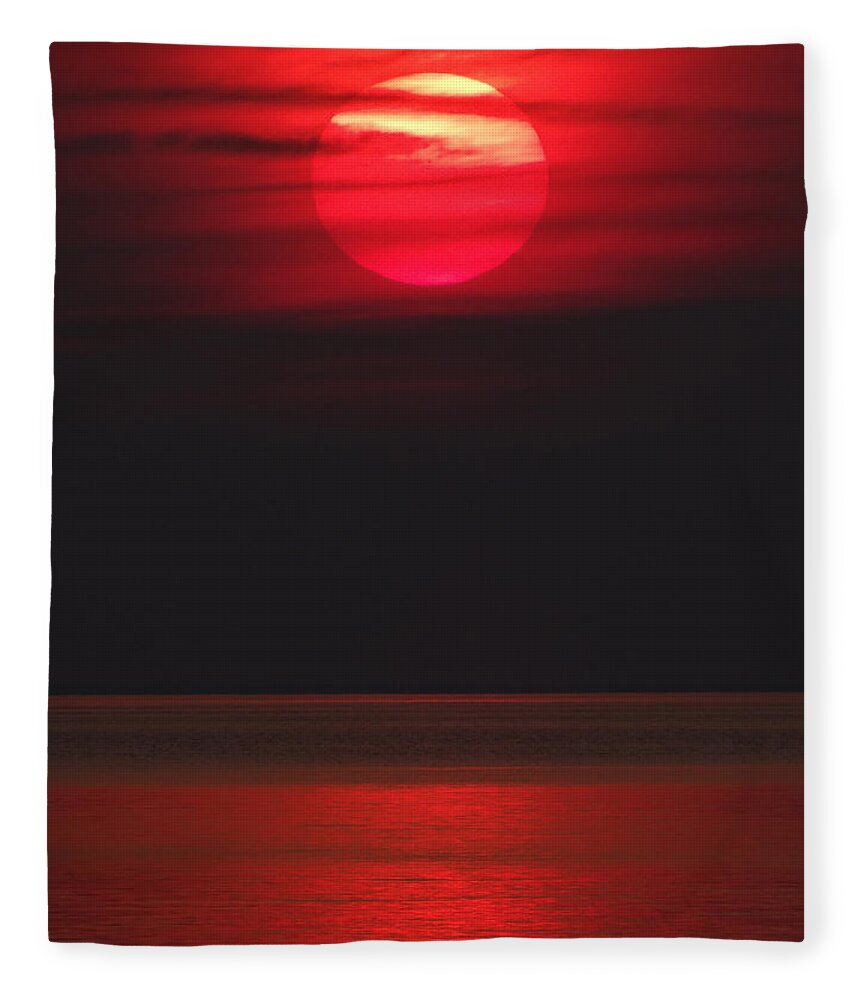 Red Sky Fleece Blanket featuring the photograph Red Sunset by David T Wilkinson