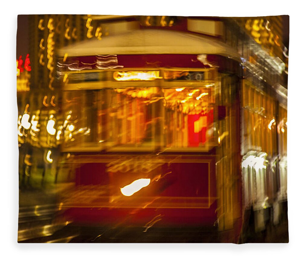 Cable Car Fleece Blanket featuring the photograph Red Trolley by Diana Powell