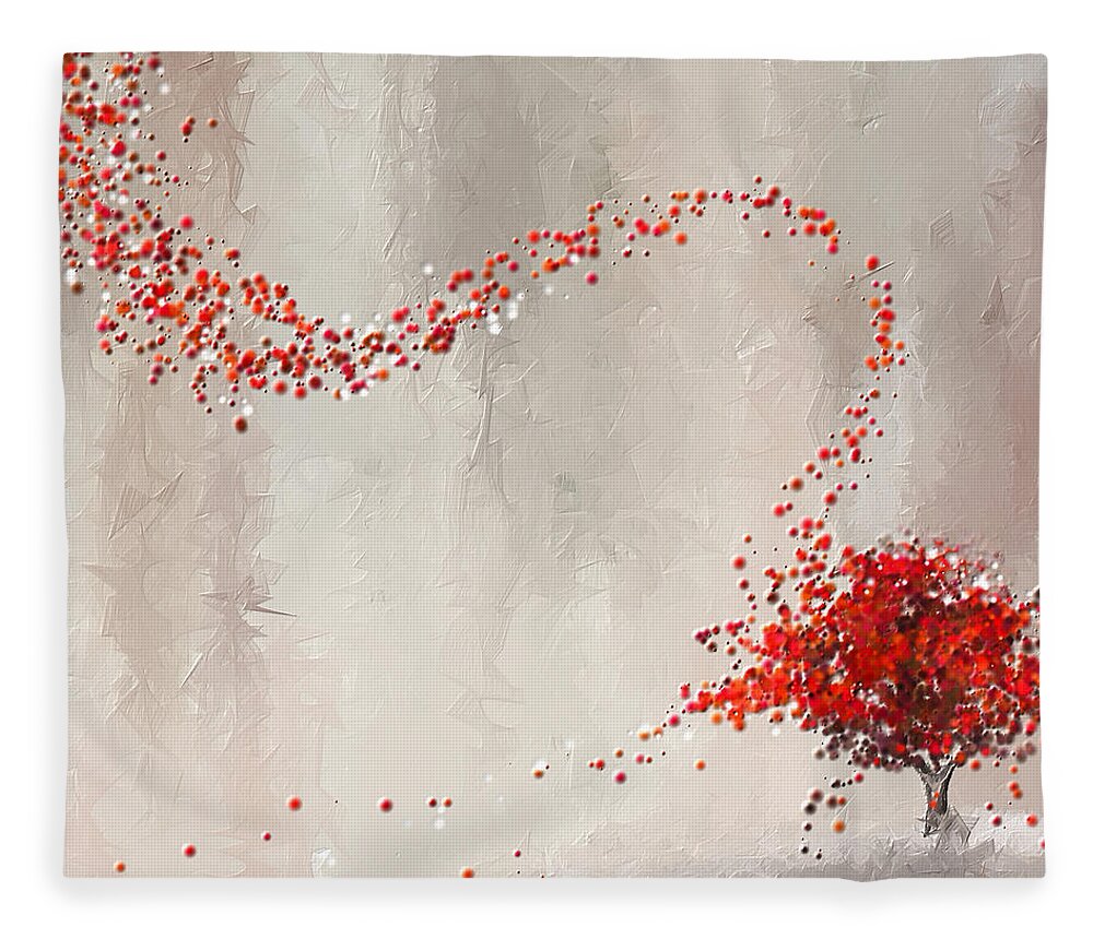 Gray And Red Art Fleece Blanket featuring the painting Red Winter by Lourry Legarde
