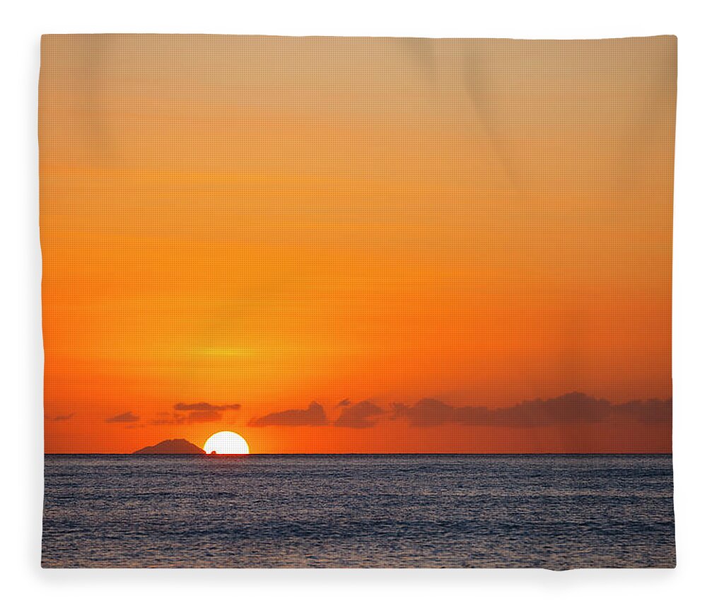 Orange Color Fleece Blanket featuring the photograph Redonda With Colorful Sunset by Michaelutech