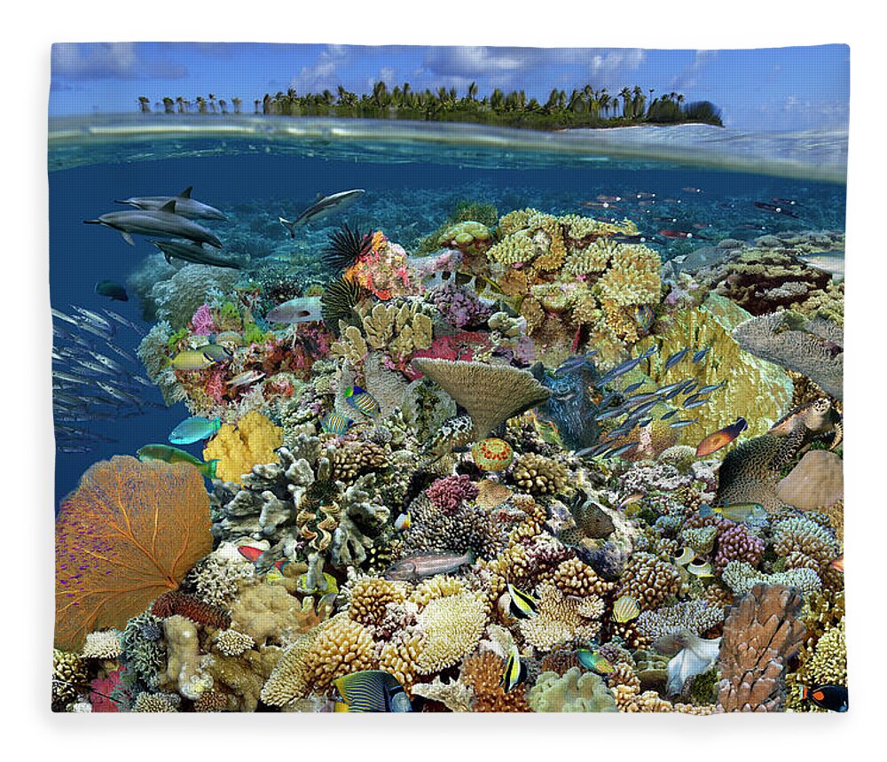 Marine Life Fleece Blanket featuring the digital art Reef Magic by Artesub