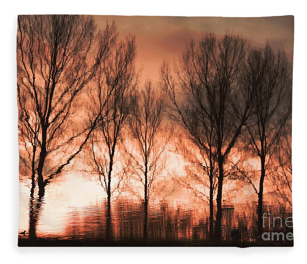 Landscape Fleece Blanket featuring the photograph Reflection in red by Adriana Zoon