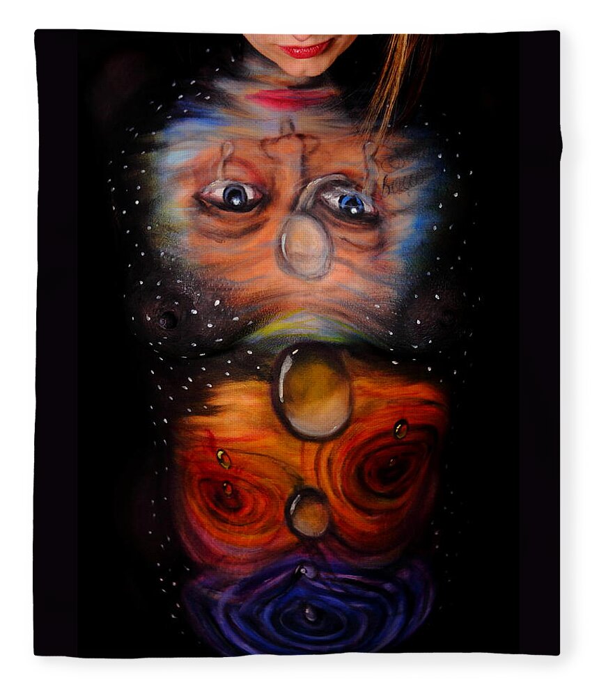 Bodypaint Fleece Blanket featuring the photograph Reflections by Angela Rene Roberts and Cully Firmin