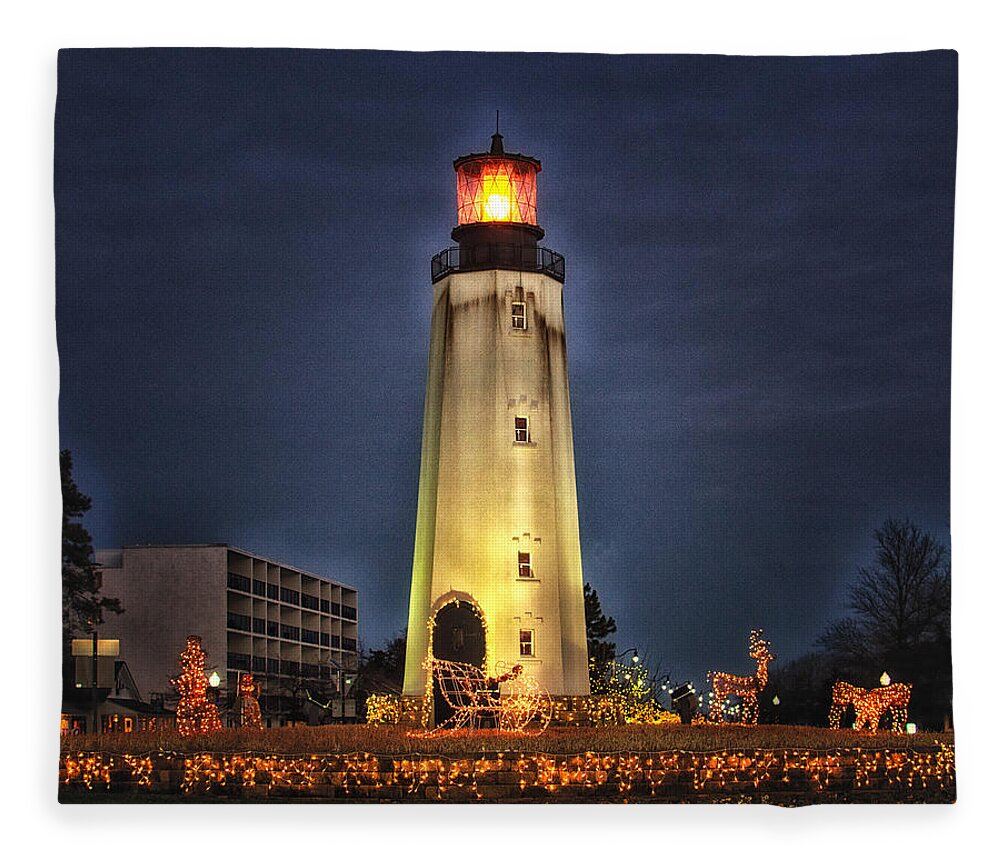 Rehoboth Traffic Circle Fleece Blanket featuring the photograph Rehoboth Circle Christmas by Bill Swartwout