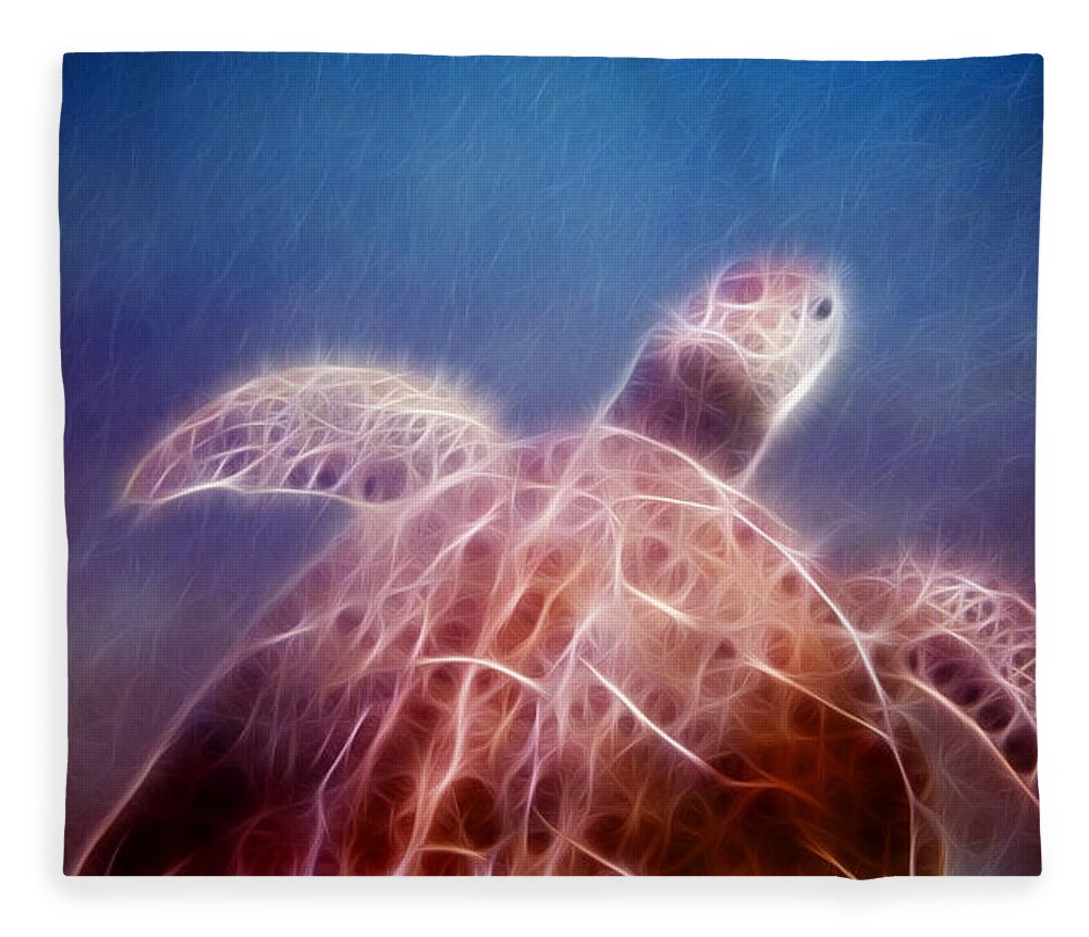 Turtle Fleece Blanket featuring the photograph Relentless Seeker fire version by Weston Westmoreland