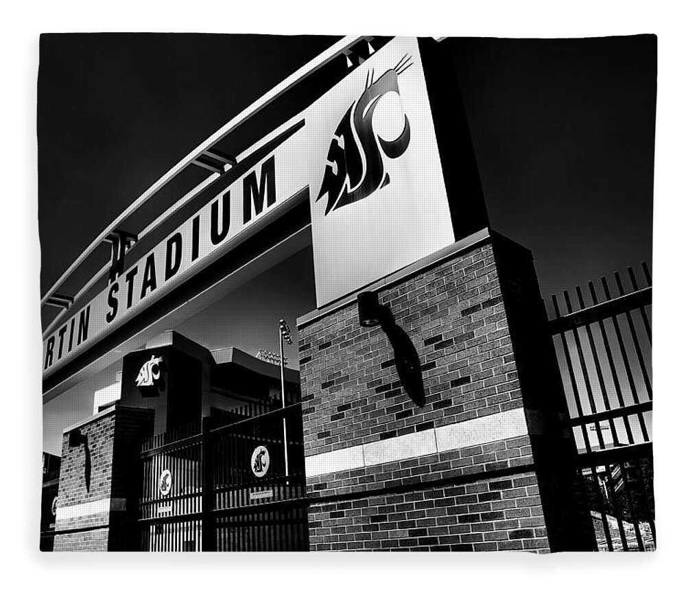 Washington State University Fleece Blanket featuring the photograph Renovated Martin Stadium on the Washington State University Campus by David Patterson