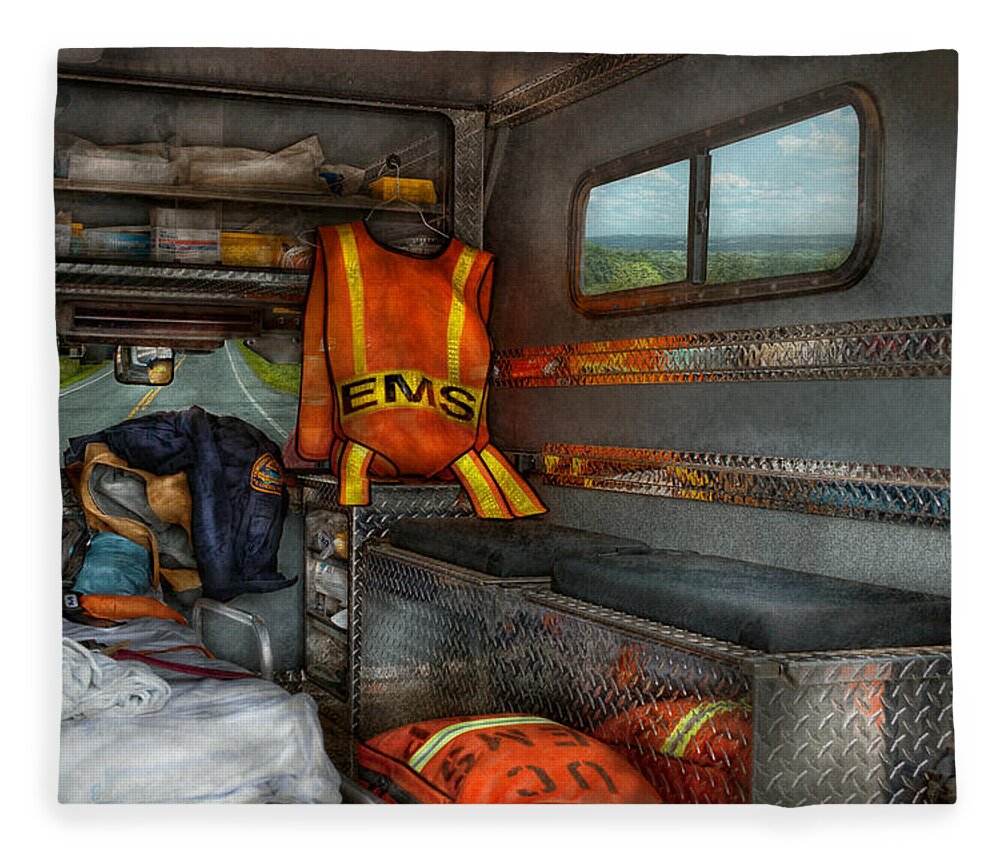 Rescue Fleece Blanket featuring the photograph Rescue - Emergency Squad by Mike Savad