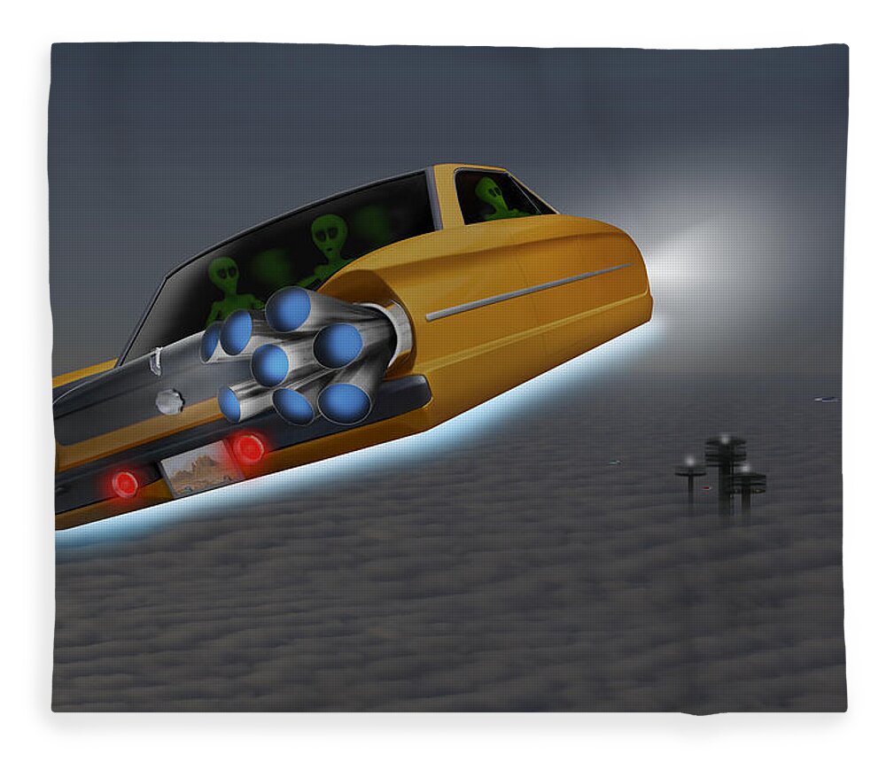Alien Fleece Blanket featuring the photograph Retro Flying Object 1 by Mike McGlothlen