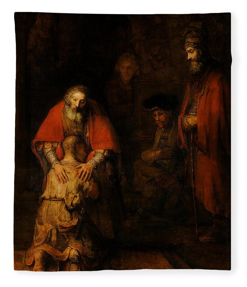 Rembrandt Fleece Blanket featuring the painting Return of the Prodigal Son by Rembrandt van Rijn