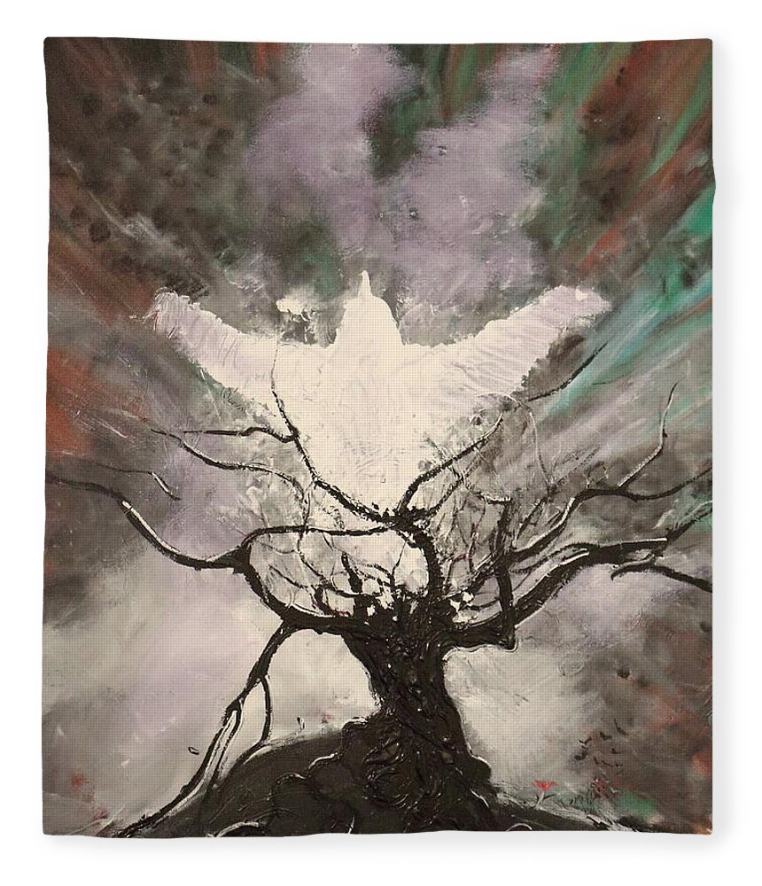 Fantasy Fleece Blanket featuring the painting Rising From The Ashes by Stefan Duncan