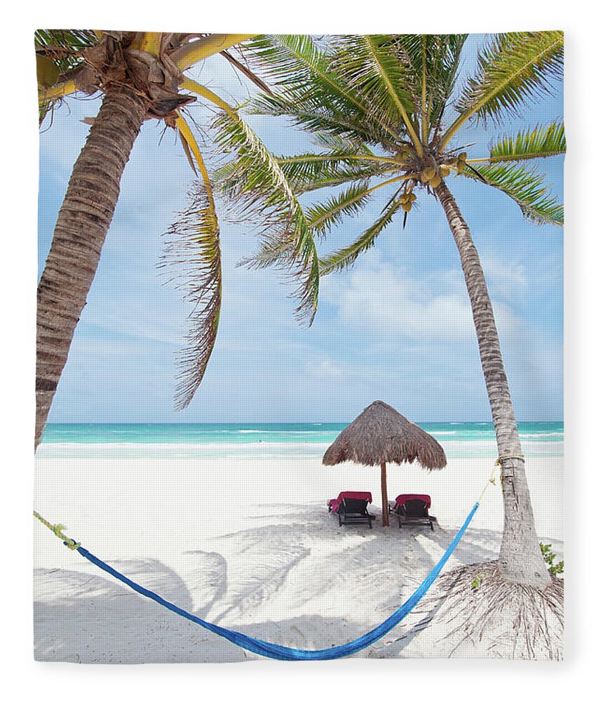 Beach Hut Fleece Blanket featuring the photograph Riviera Maya, Mexico by M Swiet Productions