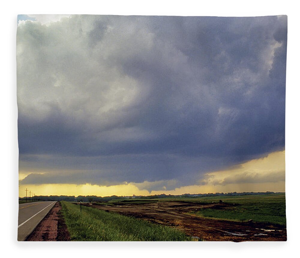 Tornado Fleece Blanket featuring the photograph Road to the Tornado - Woonsocket South Dakota by Jason Politte