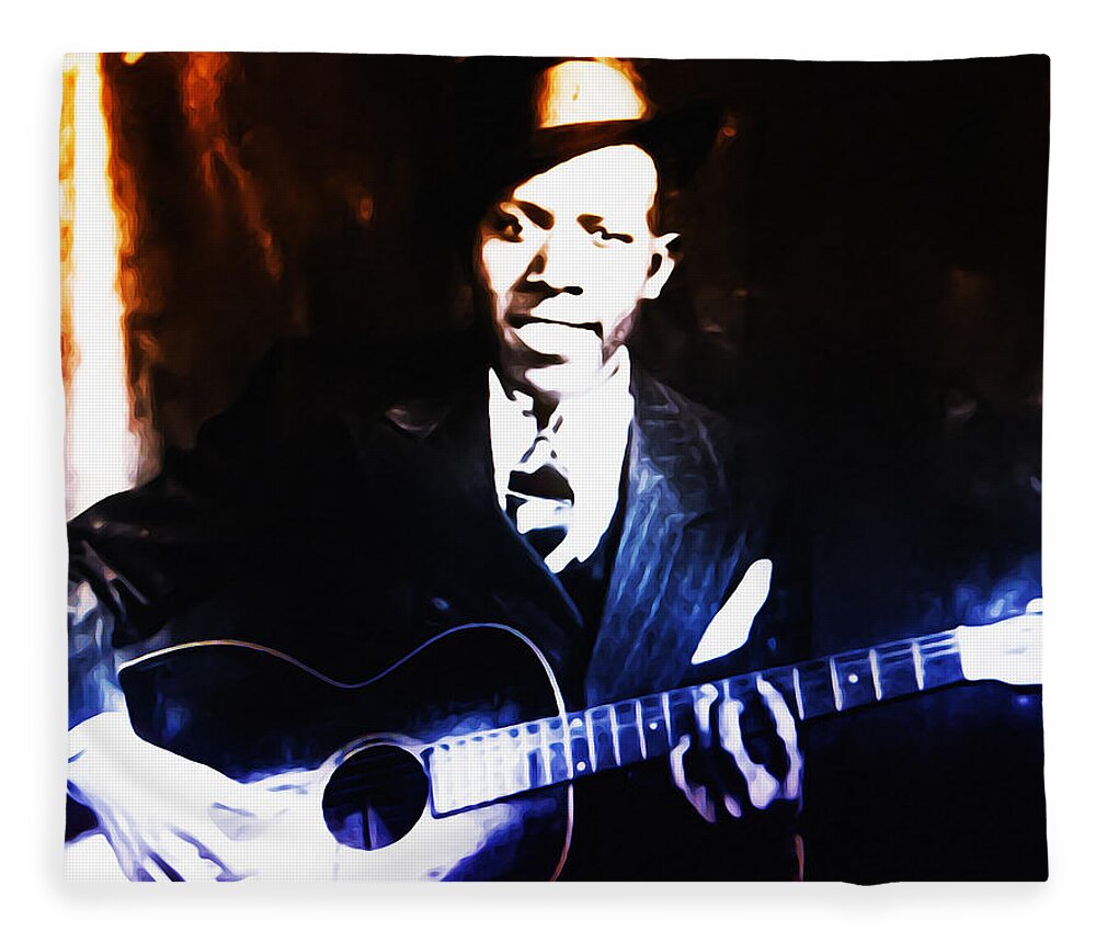 Robert Johnson Fleece Blanket featuring the photograph Robert Johnson - King of the Blues by Bill Cannon