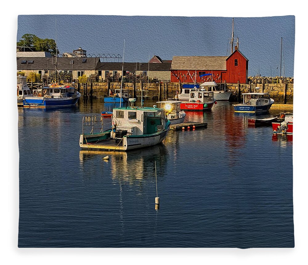Atlantic Ocean Fleece Blanket featuring the photograph Rockport Harbor No.2 by Mark Myhaver