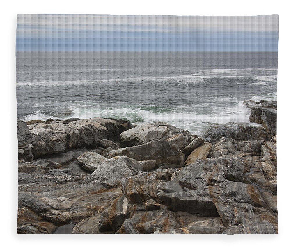 Rocks Fleece Blanket featuring the photograph Rocks at Gull Cove by Jean Macaluso