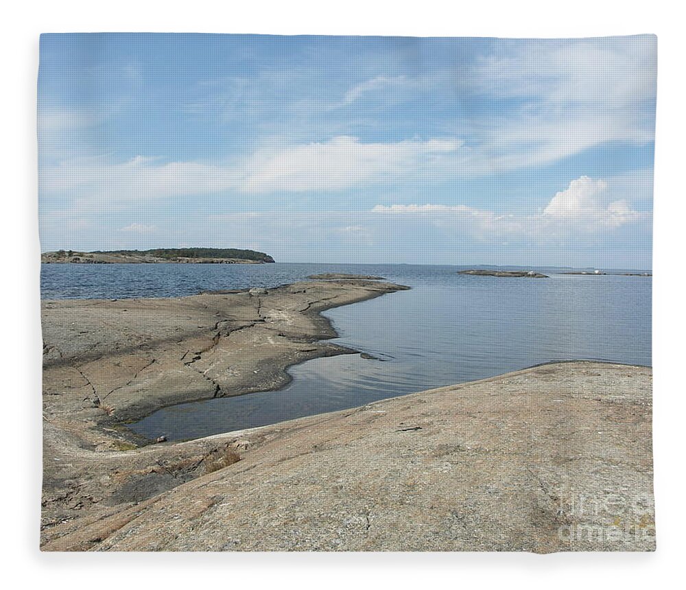 Sea Fleece Blanket featuring the photograph Rocky Coastline in Hamina by Ilkka Porkka