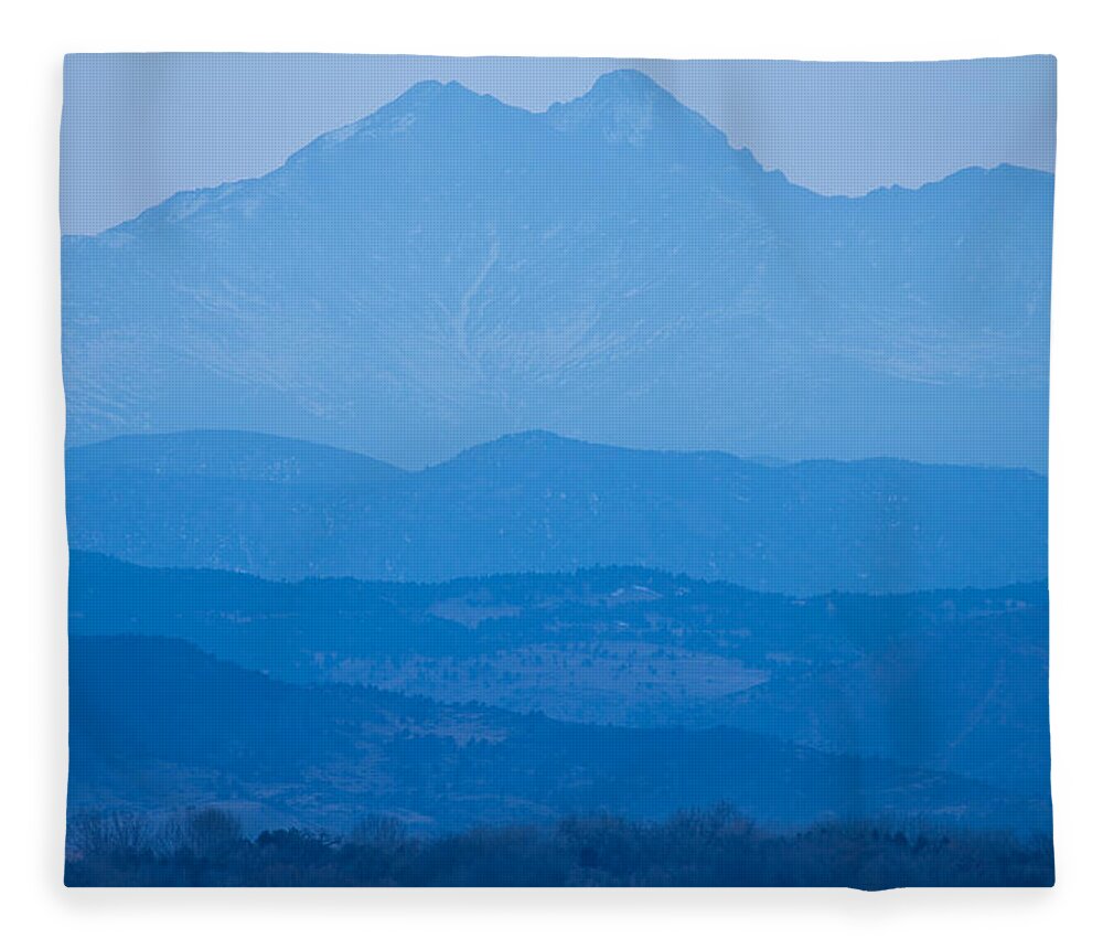 Layers Fleece Blanket featuring the photograph Rocky Mountains Twin Peaks Blue Haze Layers by James BO Insogna