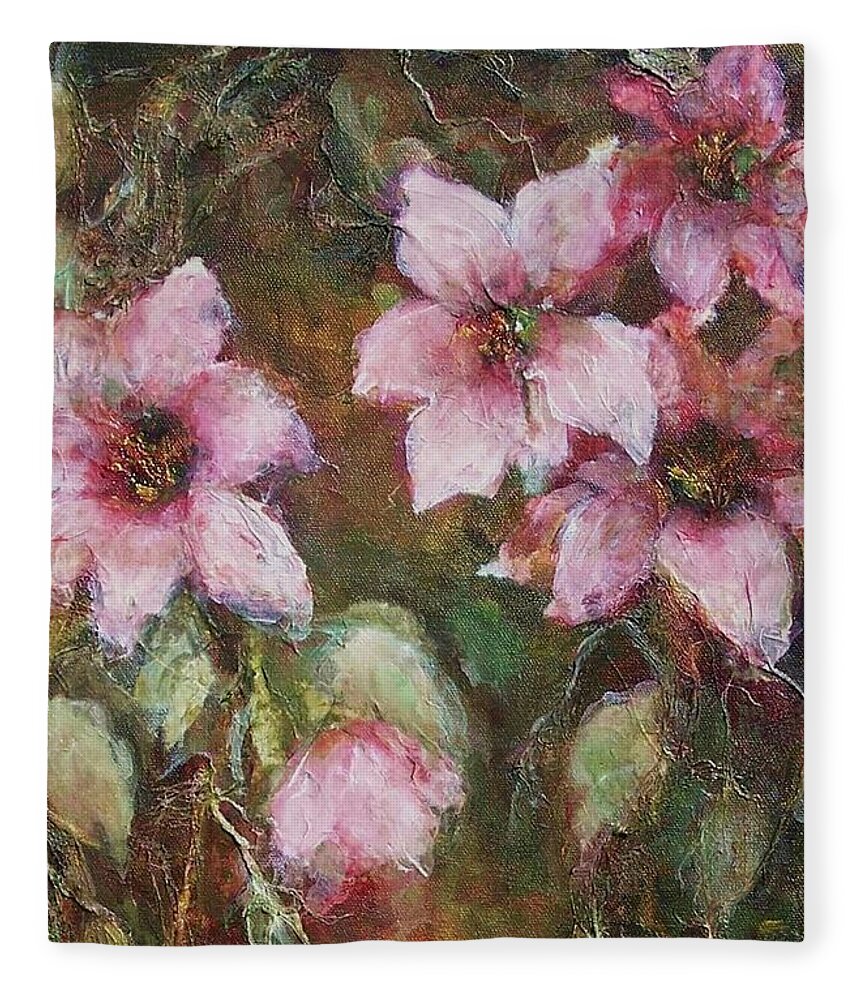 Floral Fleece Blanket featuring the painting Romance by Mary Wolf
