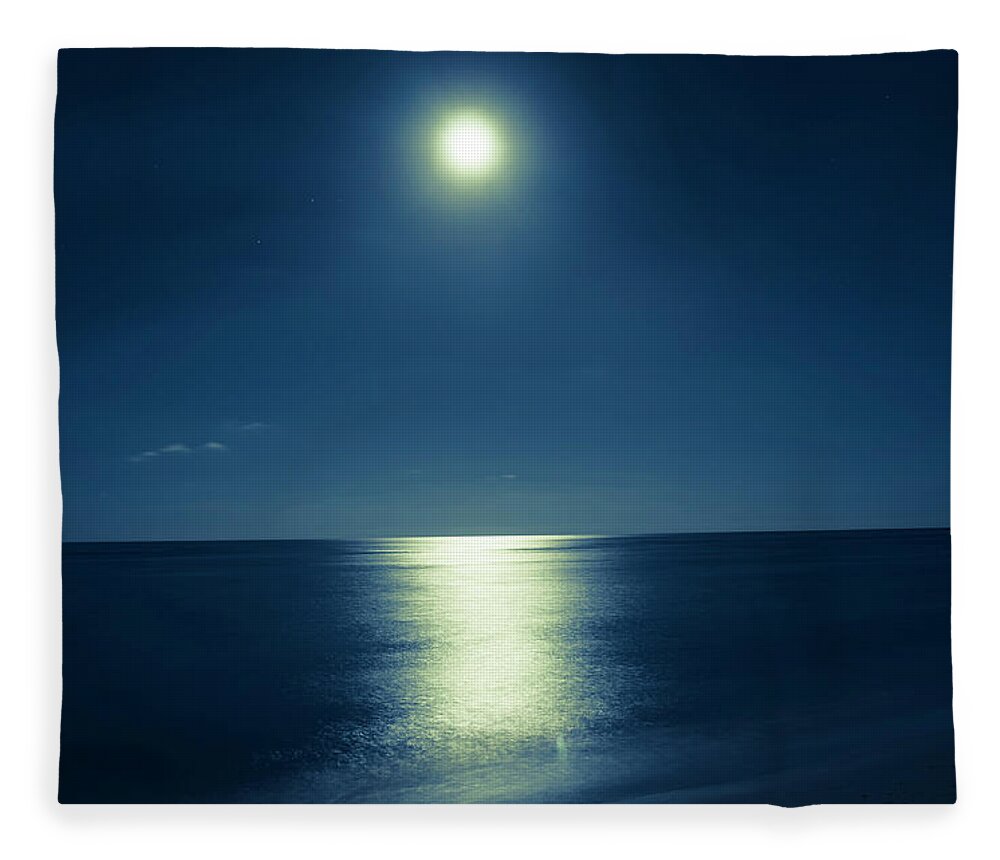 Scenics Fleece Blanket featuring the photograph Romantic Moonlit Night Over Ocean by Jaminwell