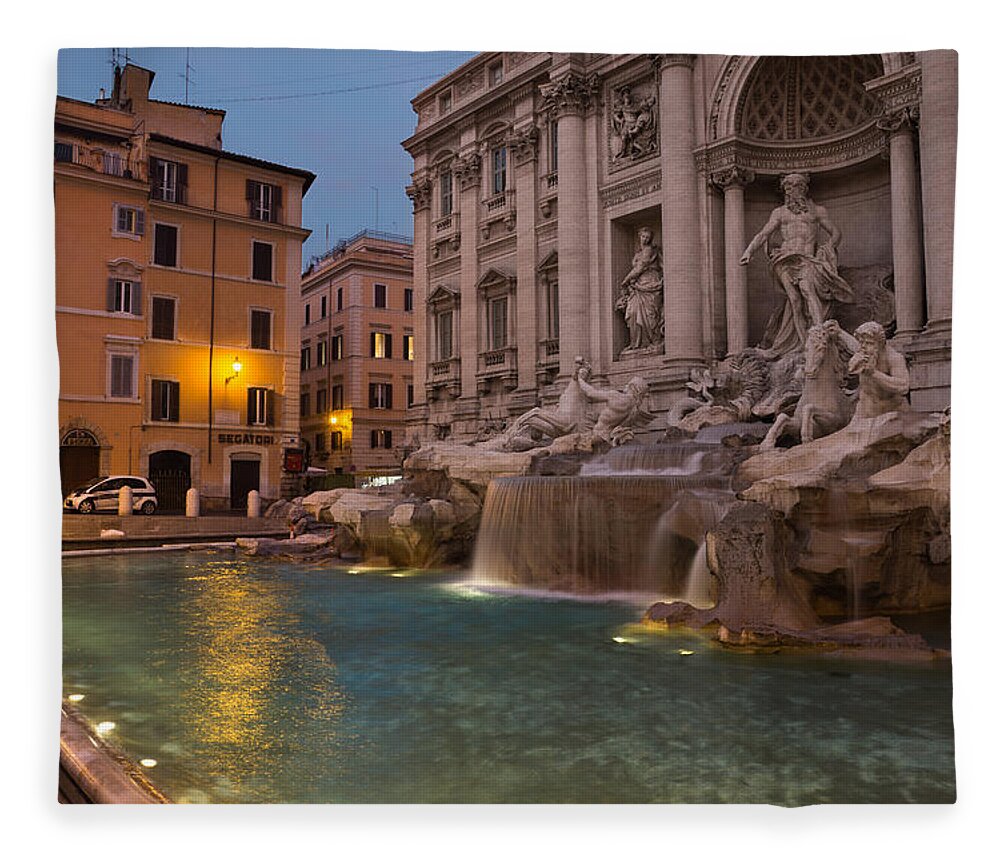 Georgia Mizuleva Fleece Blanket featuring the photograph Rome's Fabulous Fountains - Trevi Fountain at Dawn by Georgia Mizuleva