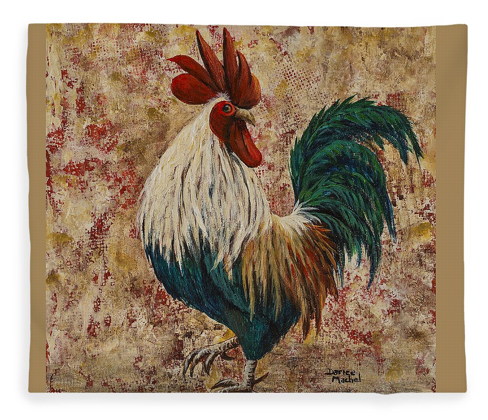 Animal Fleece Blanket featuring the painting Rooster Strut by Darice Machel McGuire