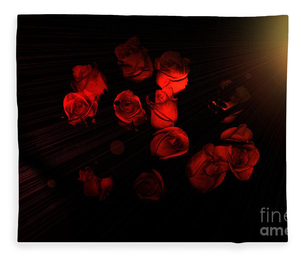 Roses Fleece Blanket featuring the photograph Roses and Black by Oksana Semenchenko