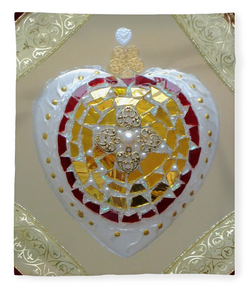 Royal Heart Fleece Blanket featuring the glass art Royal heart by Heidi Sieber