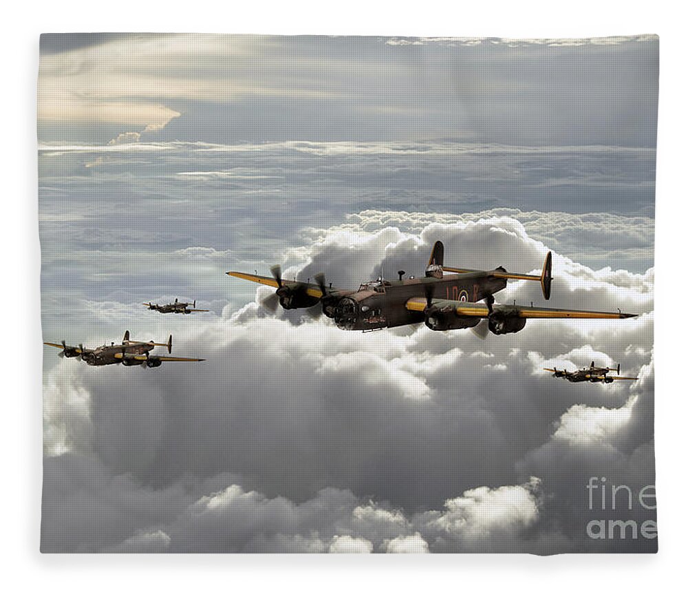 Handley Page Halifax Fleece Blanket featuring the digital art Ruhr Valley Express by Airpower Art
