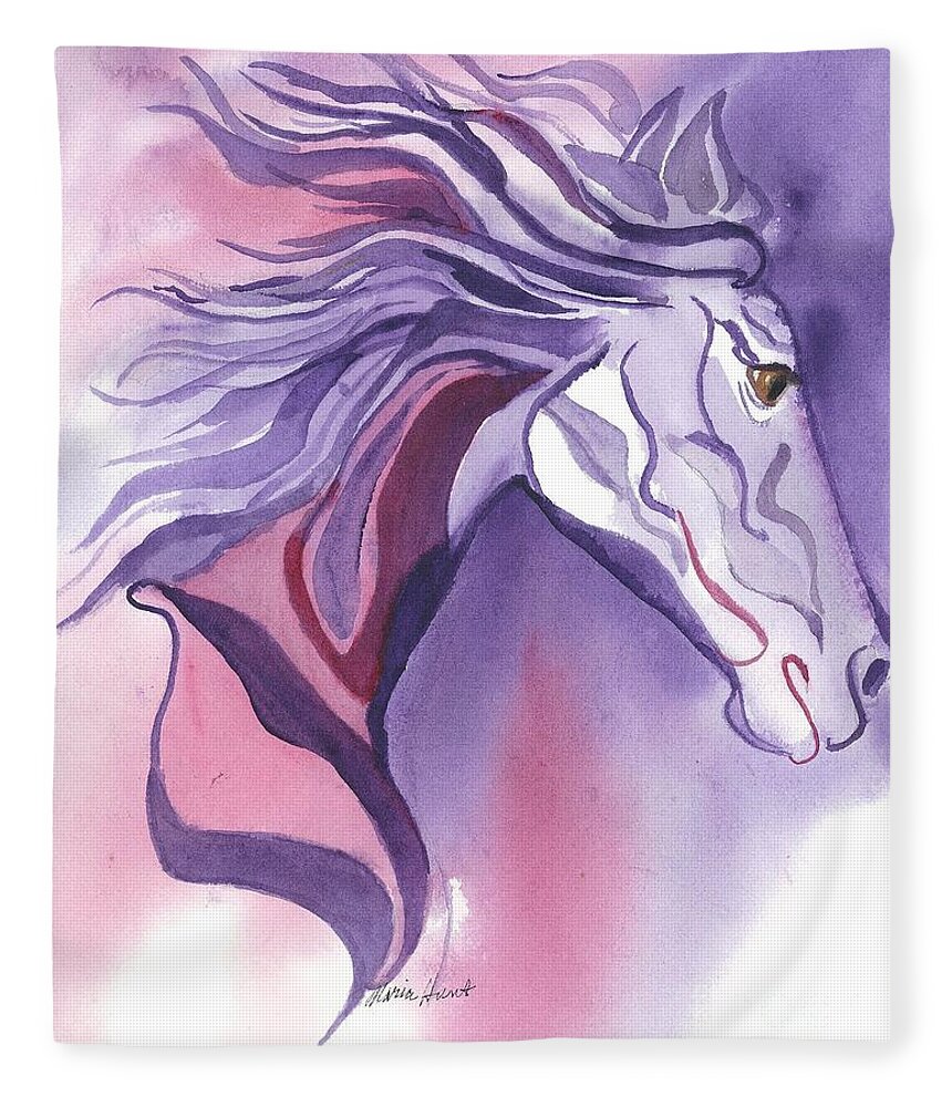 Kid's Art Fleece Blanket featuring the painting Running Free by Maria Hunt