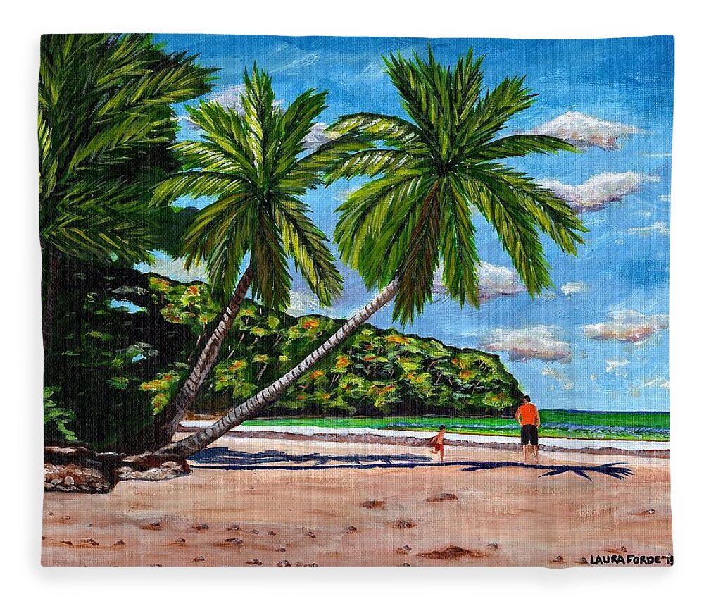 Landscape Fleece Blanket featuring the painting Running by Laura Forde