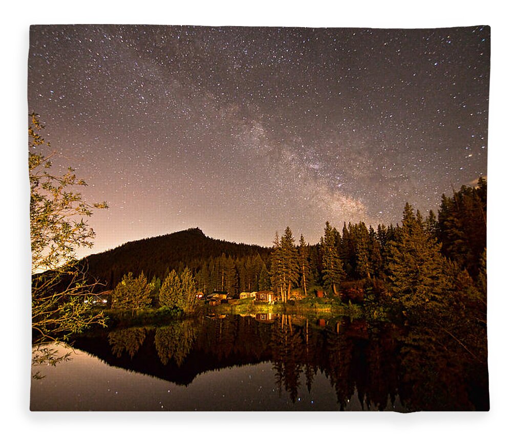 Milky Way Fleece Blanket featuring the photograph Rural Rustic Rocky Mountain Cabin Milky Way View by James BO Insogna