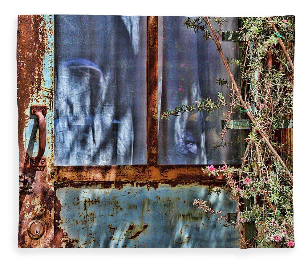 Door Fleece Blanket featuring the photograph Rusty Charm By Diana Sainz by Diana Raquel Sainz