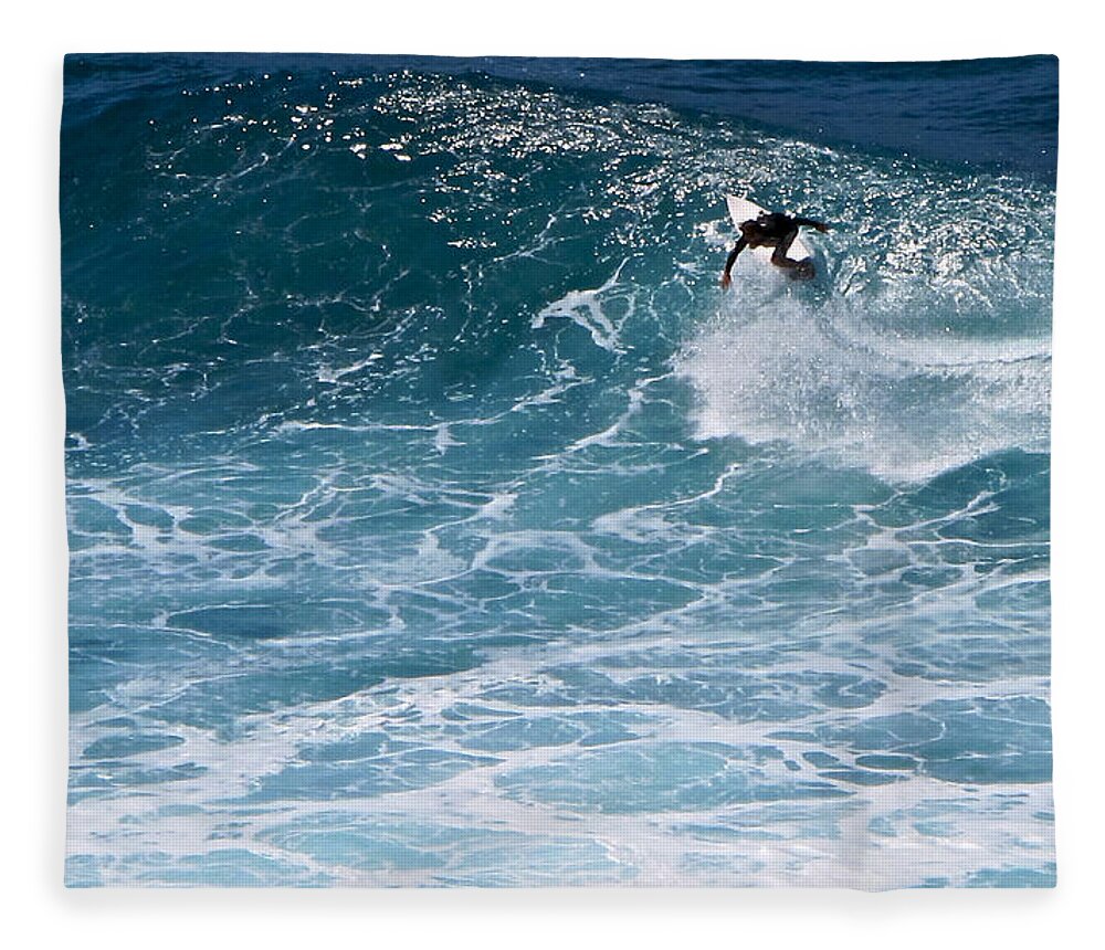 Surf Fleece Blanket featuring the photograph S-Turns by Kathy Corday