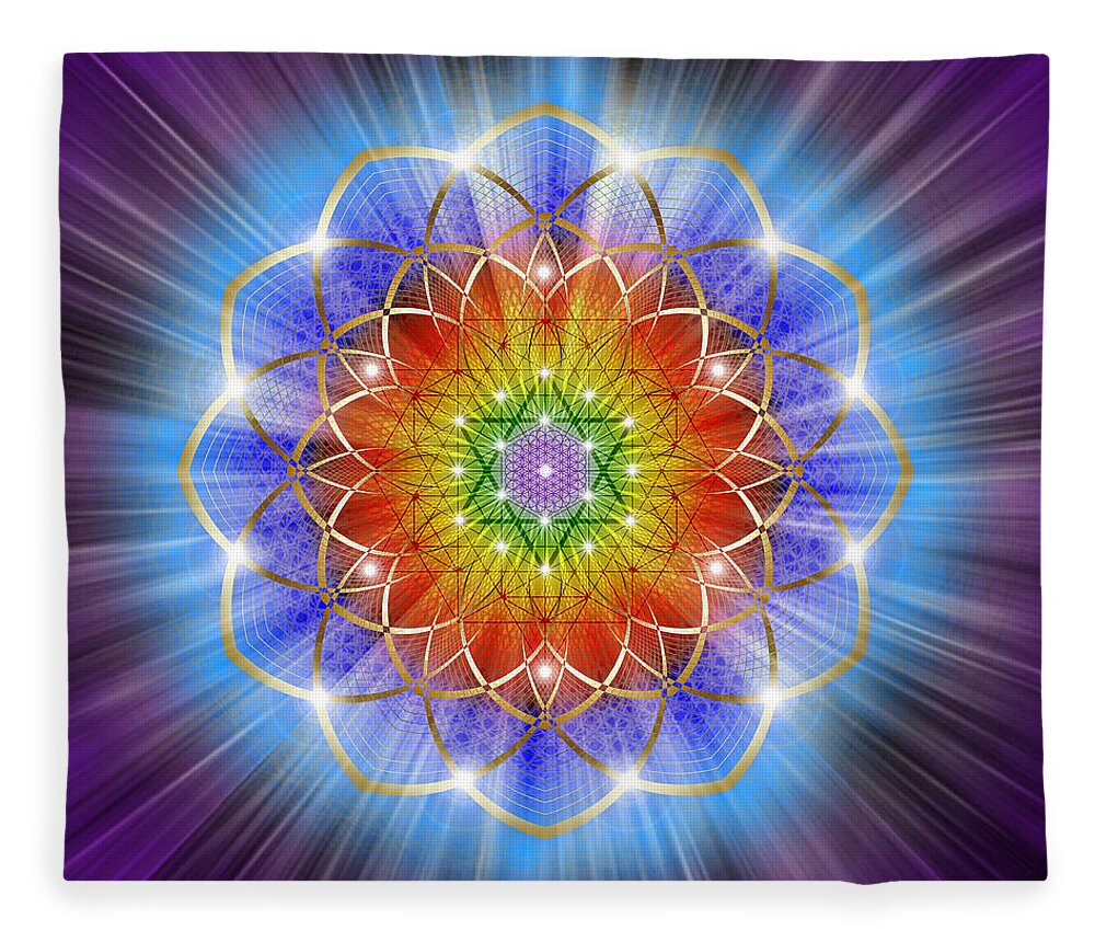 Endre Fleece Blanket featuring the digital art Sacred Geometry 233 by Endre Balogh