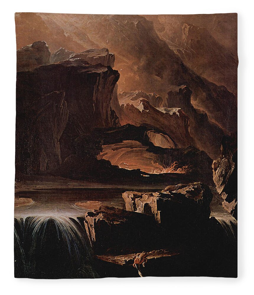 John Martin Fleece Blanket featuring the painting Sadak and the Waters of Oblivion by John Martin