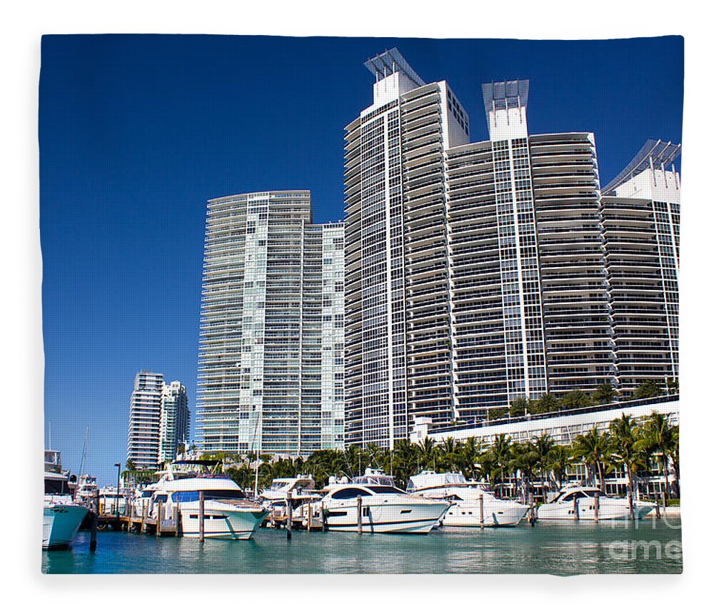 Port Fleece Blanket featuring the photograph Miami Beach Marina Series 27 by Carlos Diaz