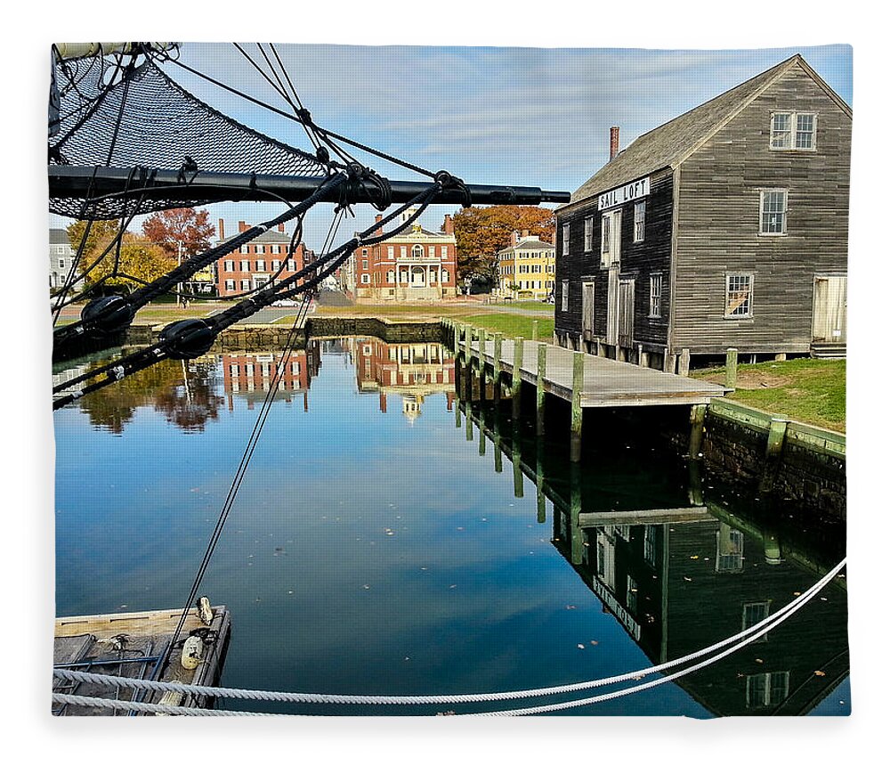 Derby Wharf Fleece Blanket featuring the photograph Salem maritime historic site by Jeff Folger