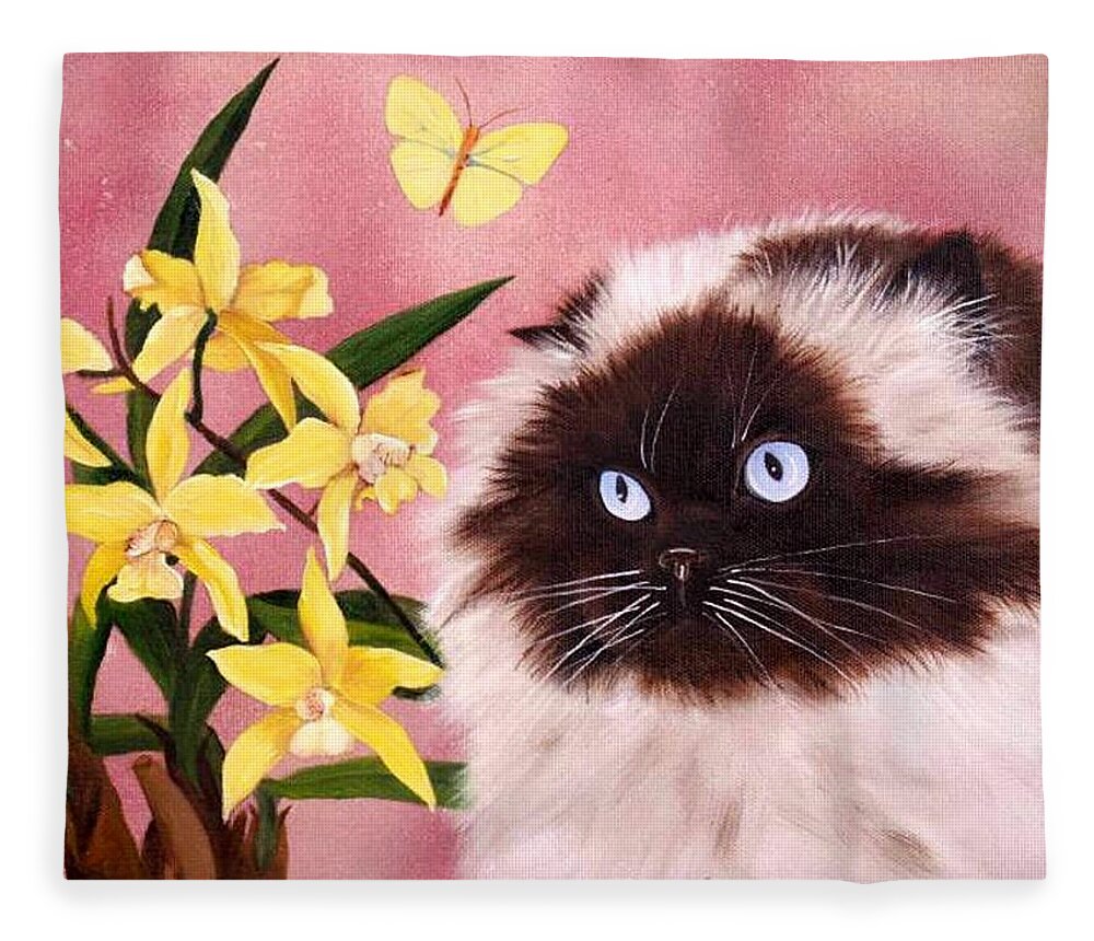 Himalayan Fleece Blanket featuring the painting Sam by Debbie LaFrance