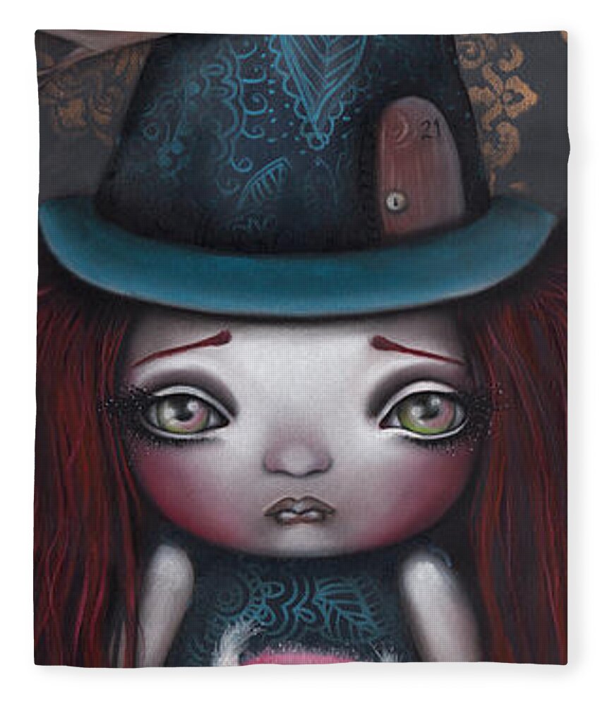 Witch Fleece Blanket featuring the painting Samantha by Abril Andrade