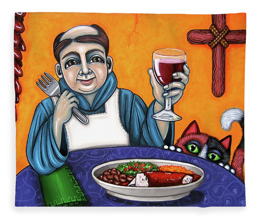 San Pascual Fleece Blanket featuring the painting San Pascual Cheers by Victoria De Almeida